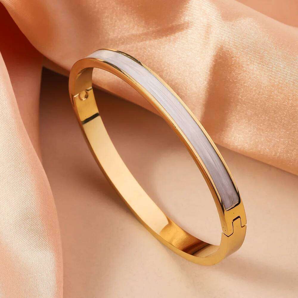 Color Drip Oil Non Fading Stainless Steel Bracelet With Buckle, Simple And Fashionable Handmade, 2024 New Edition XJ260303