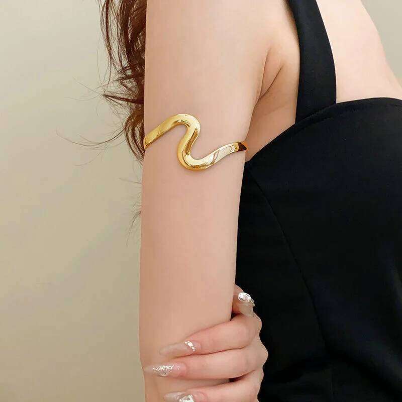 Personality Trendy Metal Irregular S-shaped Wavy Shape Open Wrist Bracelet Bangle For Women Party Jewelry XJ260303