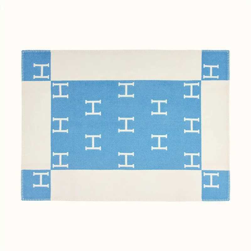 H Letter Cashmere Blend Blanket, Soft Warm for Car, Home Nap, and Air TravelT260304