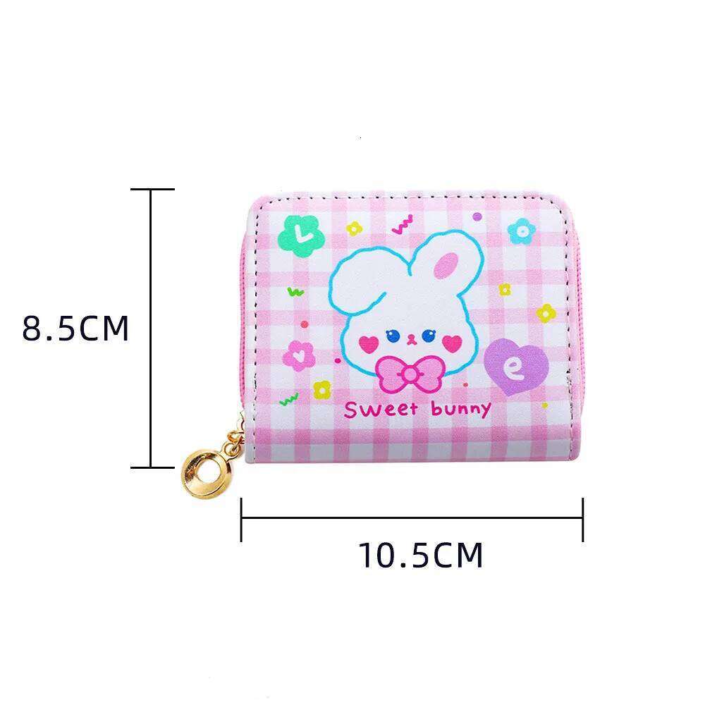 Cute Rabbit Square Coin Purse Cartoon Teenage Girls Multi Position Short Card Student Pu Document Bag Wallet C260304