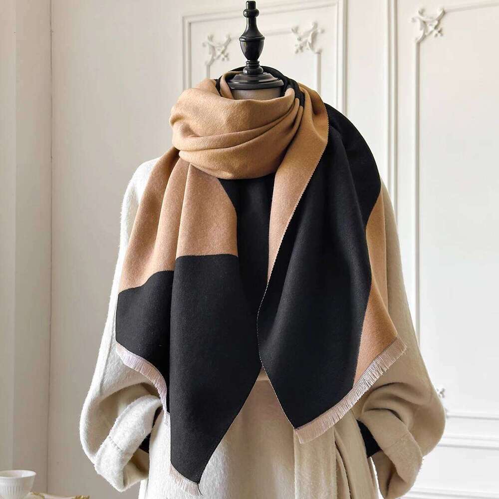 2025 Brand Elegance Geometric Print Scarf Soft Warm Fringe Pashmina Shawl Autumn and Winter Outdoor Coldproof Windproof Blanket XJ260304