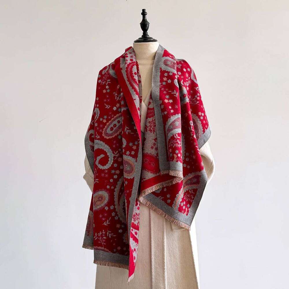 Women Cashmere Winter Paisley Patterned Thick Warm Blanket Scarf Cashew Flower Scarves Fashionable and Luxurious XJ260304