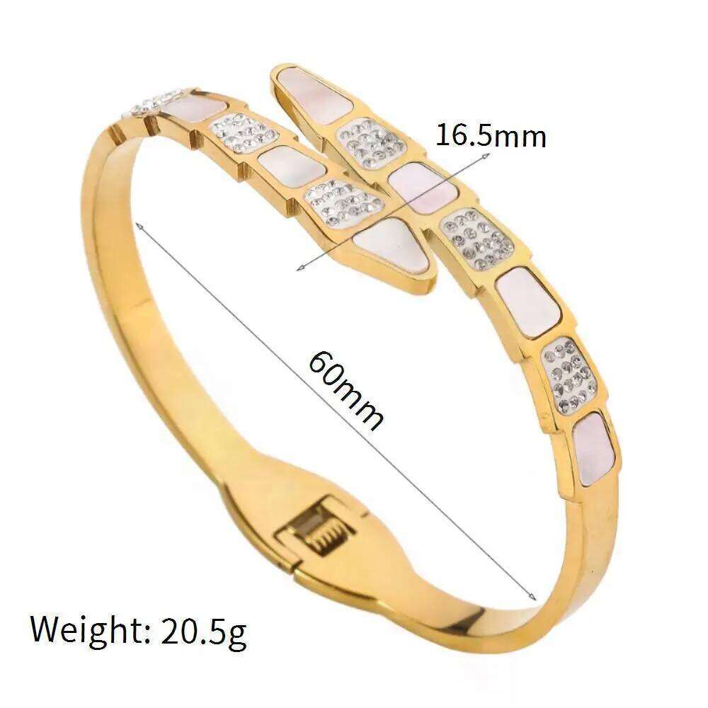 Shell Snake Bone Fashion Bracelet with Open Stainless Steel Bangle For Women, Cool Style, Personalized Jewelry Accessories XJ260303