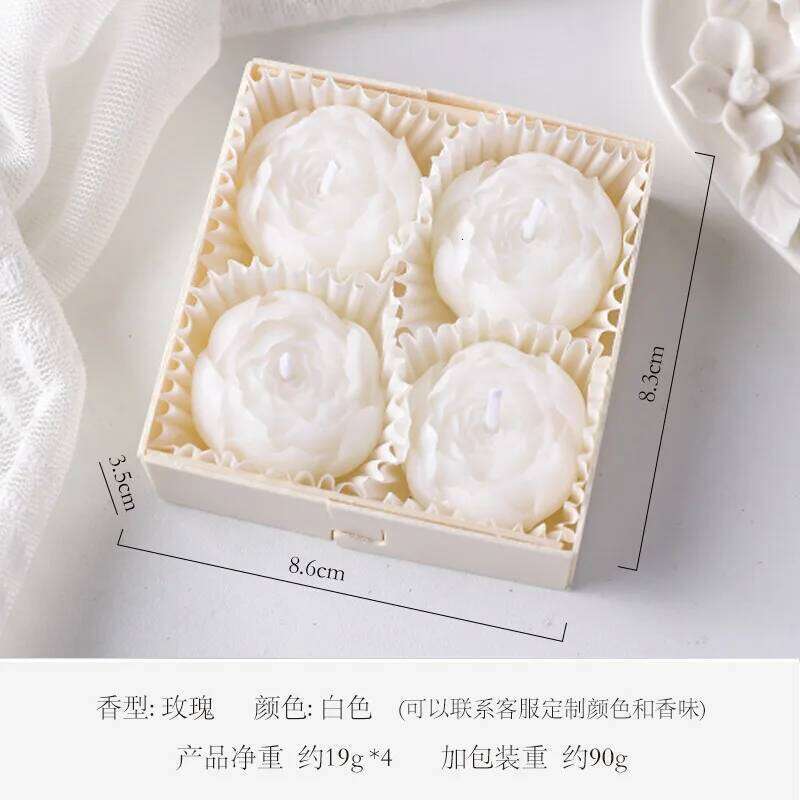 Romantic Valentine's Day Gift Box with Pink and Flowers 4 Sets of Scented Candles for Home Decoration W260304