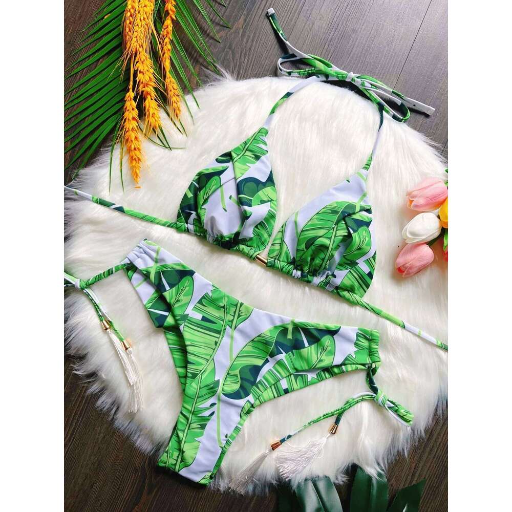 2024 New Printed Split Bikini Sexy Triangle Women Swimsuit Y260303