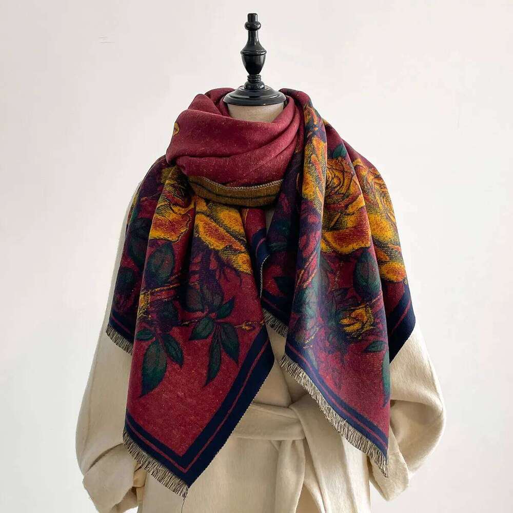 Women Winter Fashion Warm Imitation Cashmere Scarf Luxury Pashmina Blanket Thick Shawl Wrap Neckerchief Bufanda Echarpe Poncho XJ260304