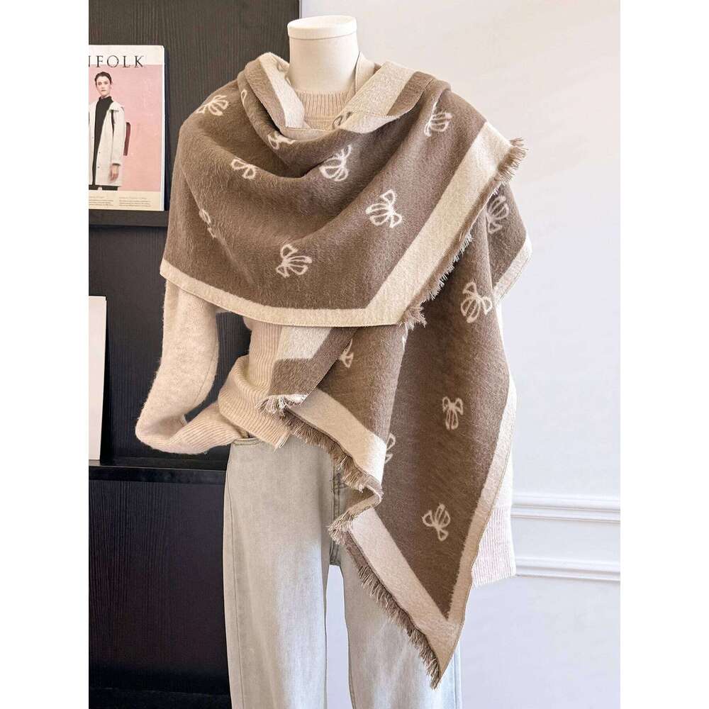 Winter Warm Unisex Faux Cashmere Scarf Trendy Patterns Irregular Cut Two-Way Wear Soft Warmth Practical Neckerchief XJ260304