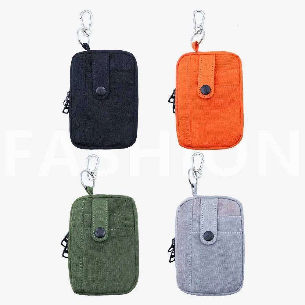 Multifuctional Canvas Earphone Square Solid Color Mini Storage Bag Ultralight with Hanging Hook Travel Coin Purse C260304