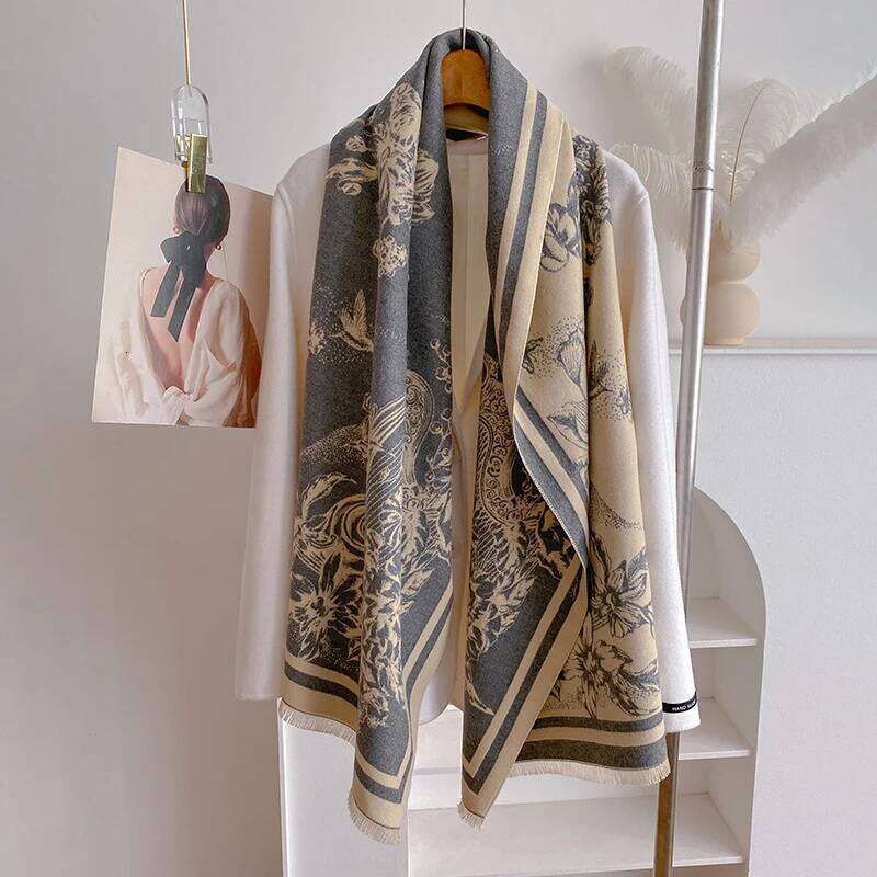 2024 Latest Design Winter Two-Sided Jacquard Cashmere Scarves High Quality Women Thicken Wrap Shawl Ladies Wool Pashmina Scarf XJ260304