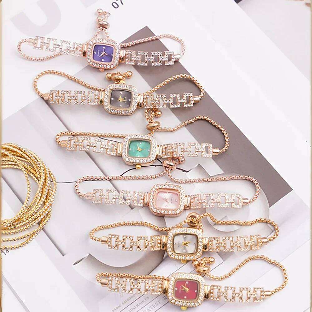 1pc-Adjustable Chain Square Bracelet Small Women's Quartz Watch Christmas, Valentine's Day Gift XJ260303