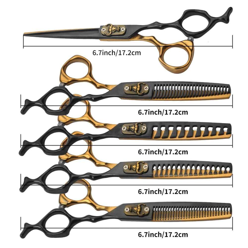 6pcs Professional Haircut Scissors Hair Thinning Shears, Sharp And Durable Barber Hairdressing Tools Chunker H260303