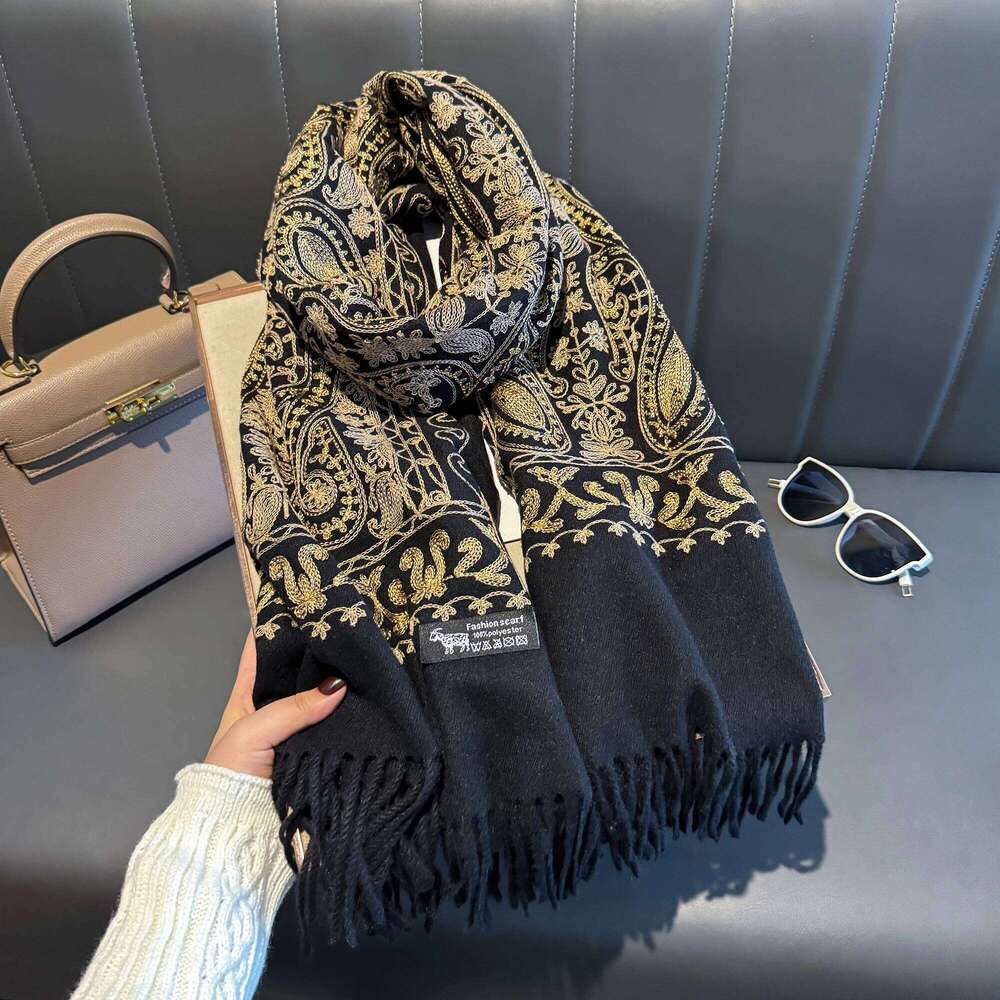 Luxury Thick Warm Paisley Pashmina Shawl for Women Cashmere Print Blanket Poncho Travel Wrap Female Winter Scarf XJ260304