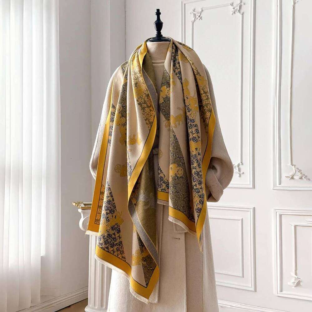 Luxury Winter Warm Cashmere Scarf for Women Jacquard Pashmina Shawl Wrap Neckerchief Coldproof Female Bufanda Echarpe XJ260304