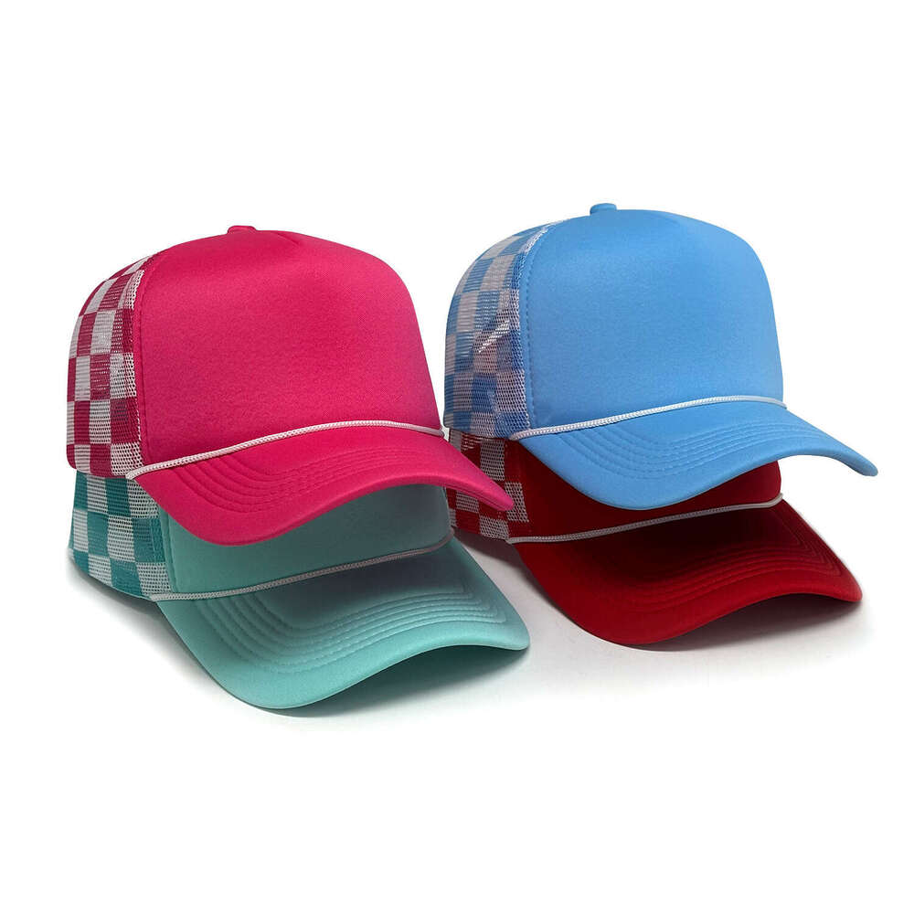 Trucker Hat Free Shipping Mesh Checkered Women Adjustable Baseball Cap Breathable Stylish Simple Sun Protection Travel Outdoor Activity Cap