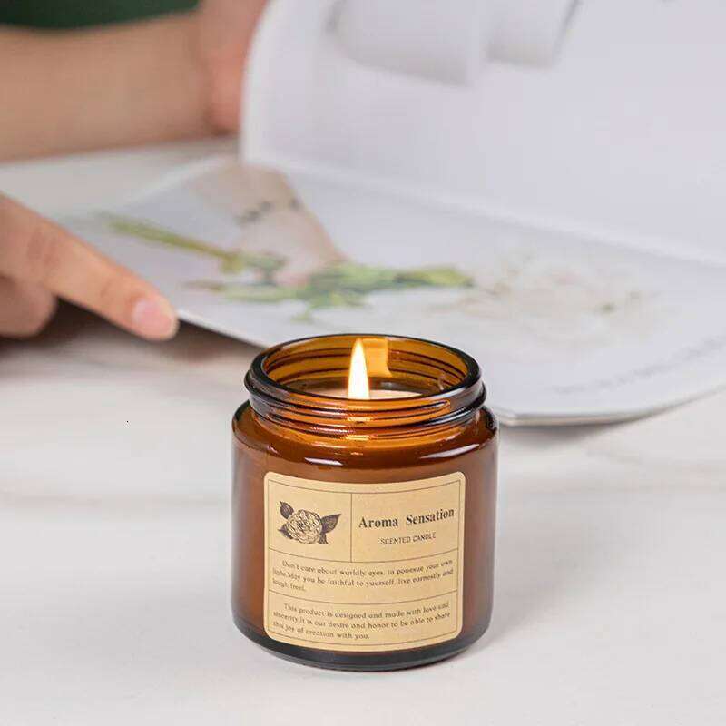 Brown Cup Aromatherapy Smokeless Scented Wax Candle For Home Decor Birthday Valentines Day Christmas Gift Glass Jar W260304