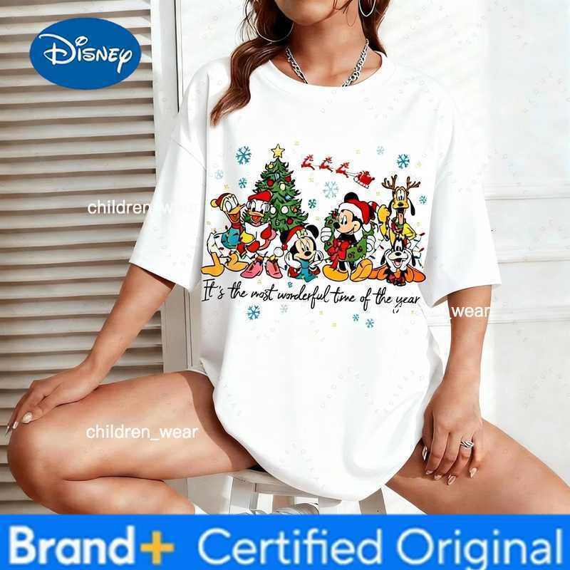 Disney 2026 Mickey And Minnie Gradient Graphic Printed Cotton T-Shirt Sweat Absorbing Family T-Shirt Clothing For Parents And Children H260304