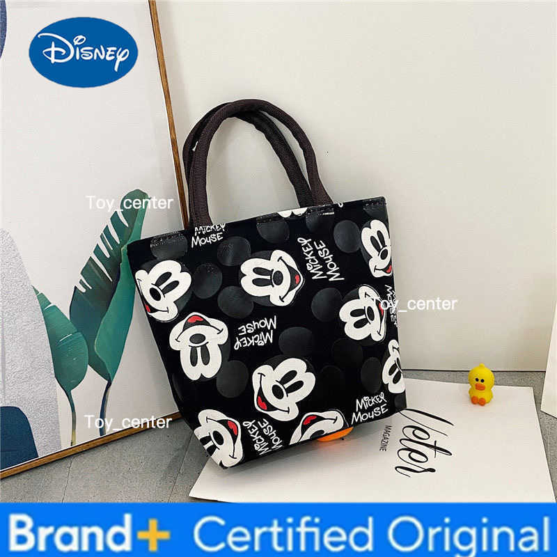 Disney Mickey Mouse Tote Bag Small Canvas Women Handbag Student Lunch Pouch Picnic Travel Bento Cartoon Shopping Bag with Zipper H260304