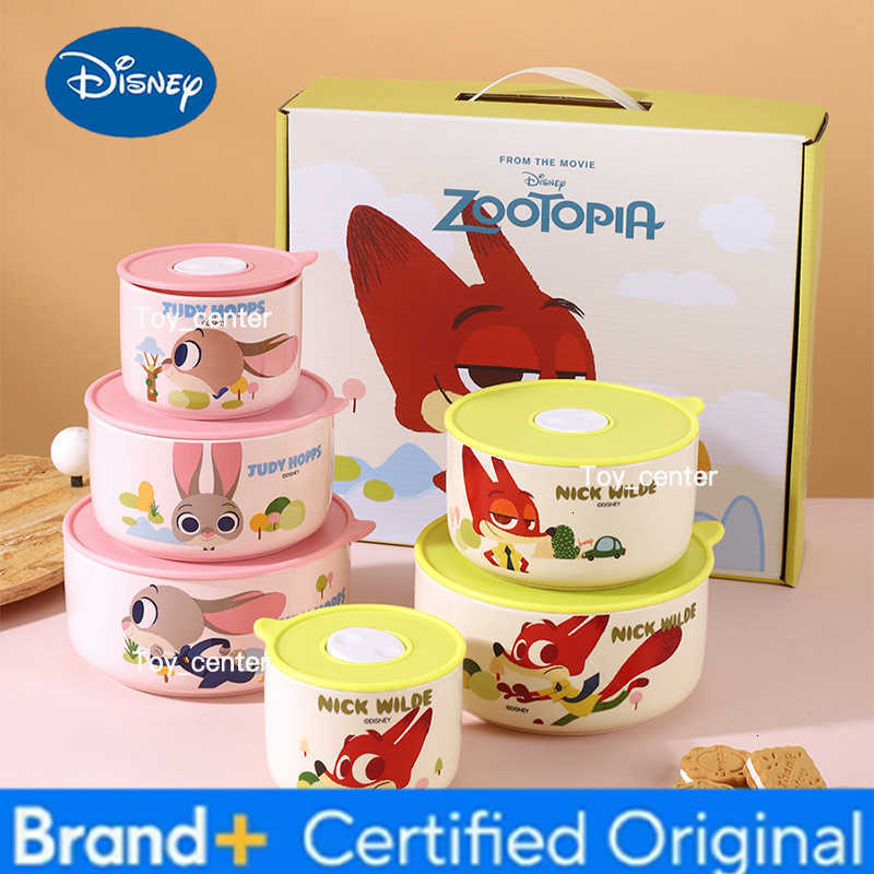 Disney Zootopia Ceramic Food Storage Containers Round With Lid Microwave Safe Lunch Box For Office School Judy Hopps Nick Wilde H260304
