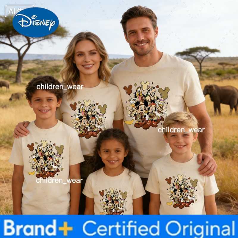 Disney 2026 Safari Kingdom 2d Cotton T-Shirt Summer Breathable Family T Shirts Clothing Harajuku Parents And Children Clothing H260304