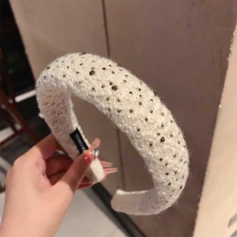 French retro plush rhinestone wide edge sponge hair accessories hoops headband for women high cranial top hair clips headbands H260304 - view 7