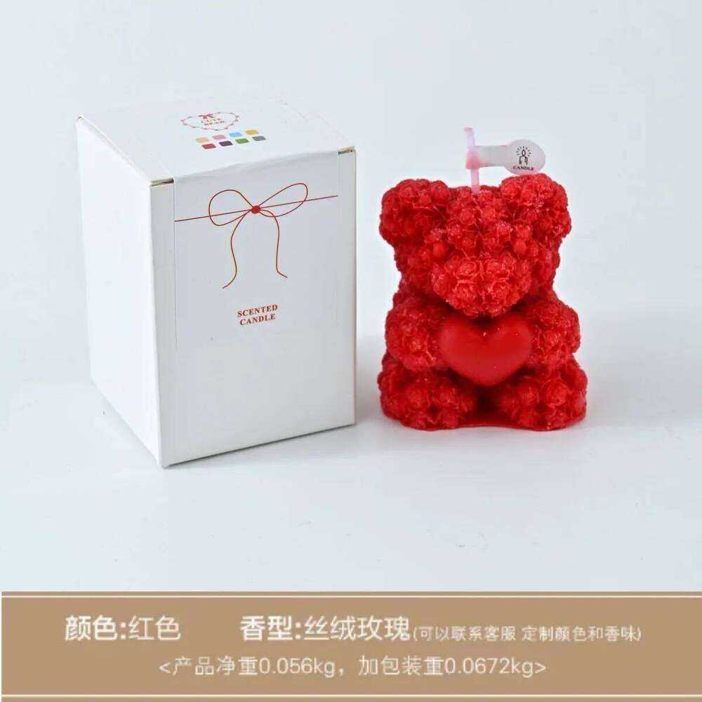 Cute Bear Low Temperature Scented Candle, Skin-Friendly, Handmade Couple Anti-Scald, Romantic Scene Accessories That Can Be Torn W260304 W260305