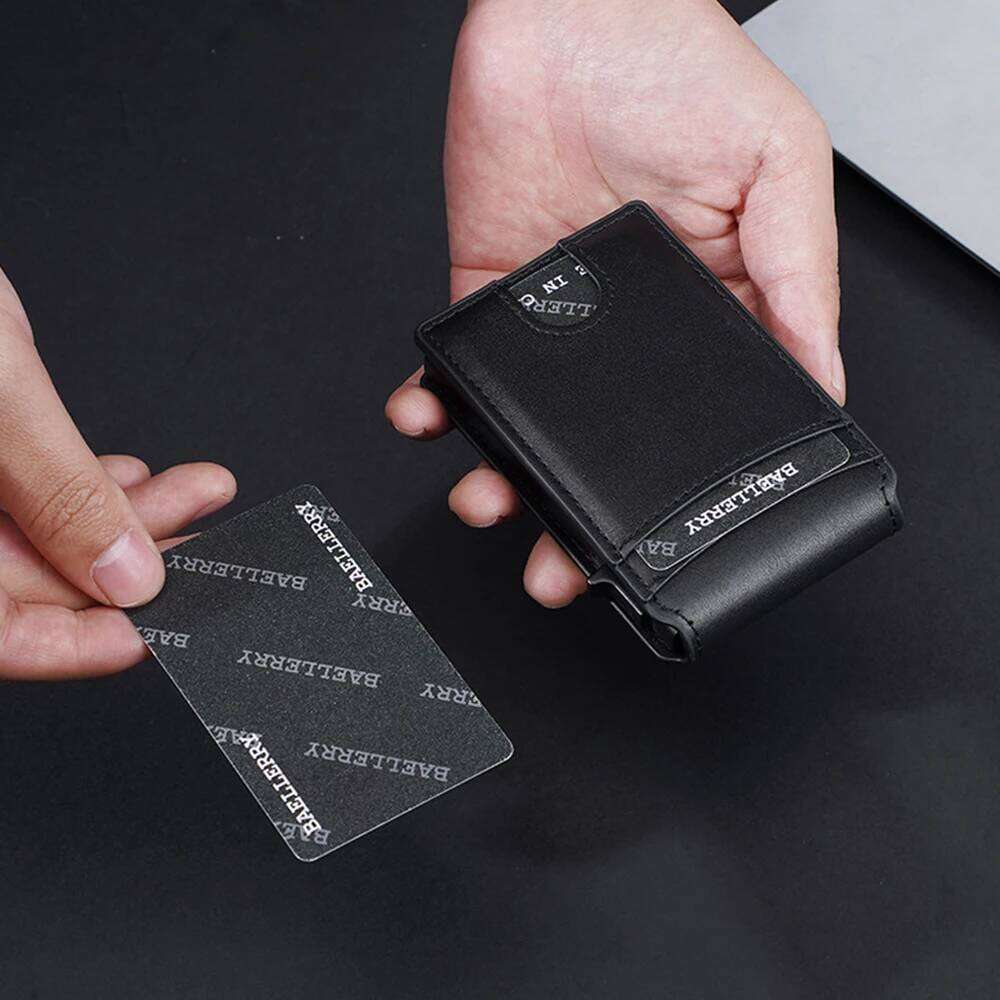 Baellerry Rfid Anti-Degaussing Wallet, Magnetic Pop-Up Card Slot, Ultra-Thin and Portable, Anti-Degaussing, Gift for Father or Boyfriend C260304