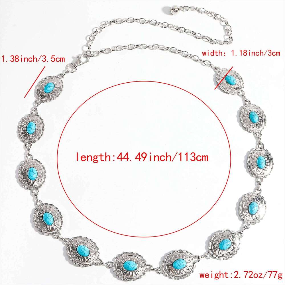 The new retro fashion metal women's Bohemian ethnic style waist chain with skirt trousers embellished S260304