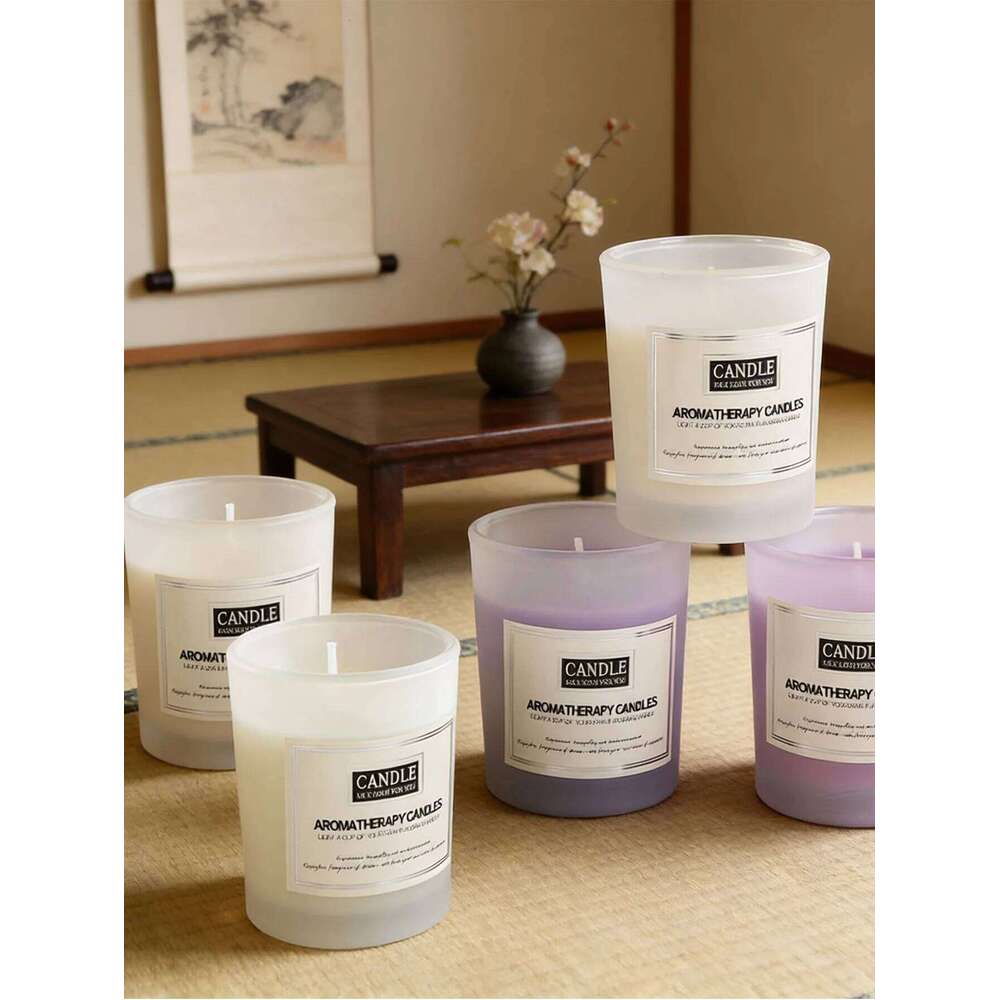 Frosted glass cup scented candle smokeless plant oil wax furniture decoration W260304 W260305
