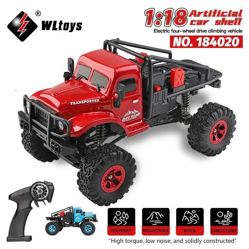 Wltoys 184020 1:18 Mini RC Car 2.4G With LED Lights 4WD Off-Road Electric Crawler Vehicle Remote Control Truck Toy for Children Z260304