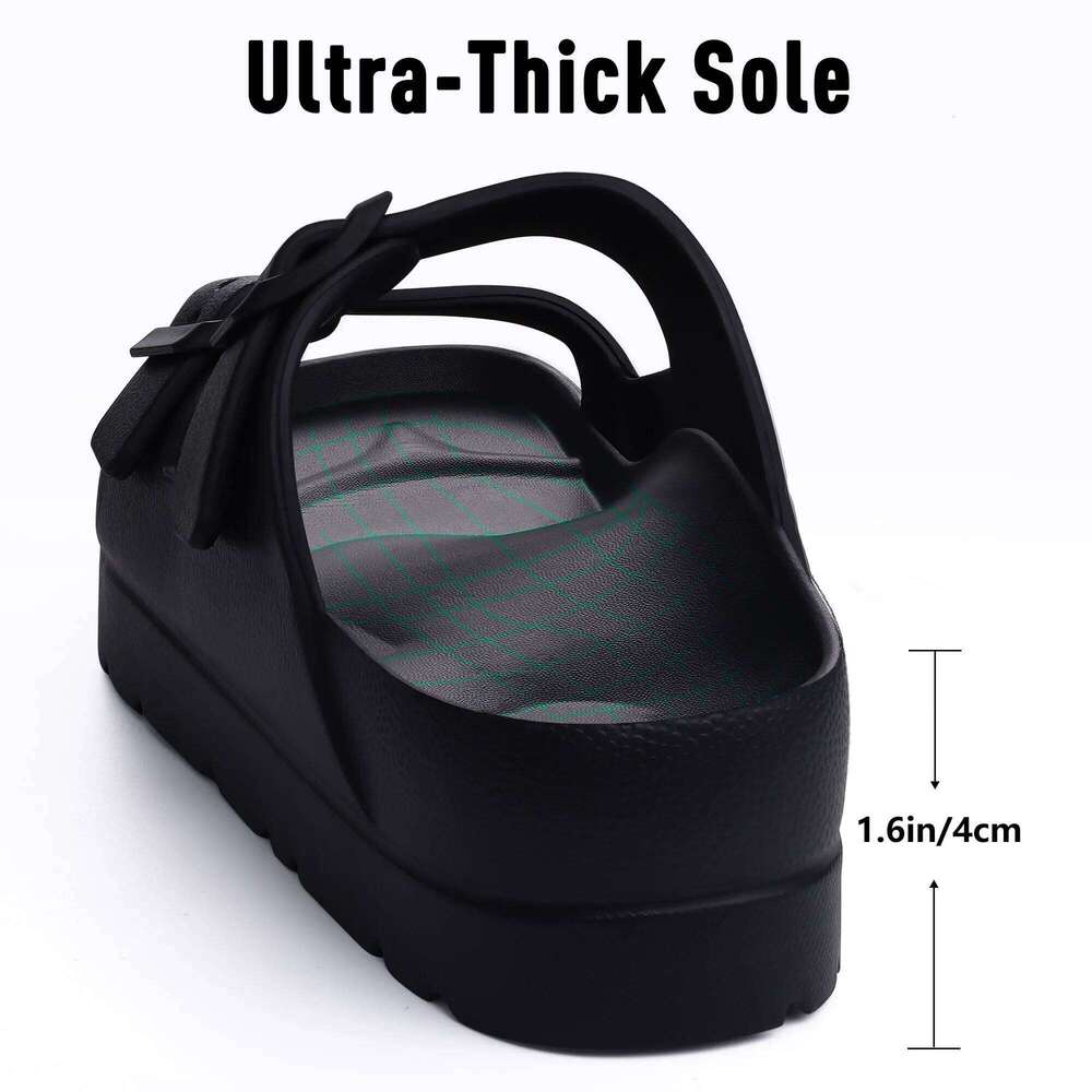Kidmi Fashion Women's Platform With Arch Support Summer Beach Sandals Outdoor Chunky Lightweight Foam Slip on Slides