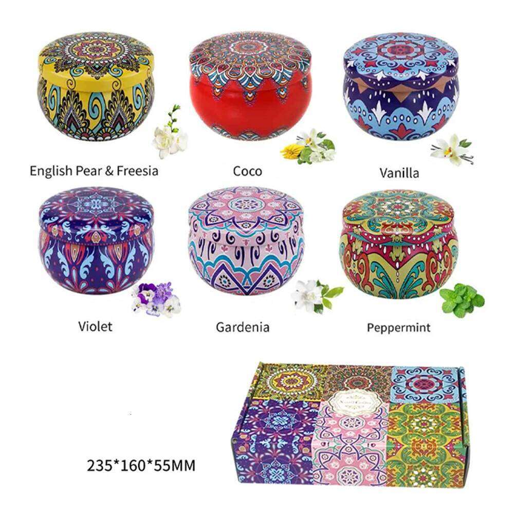 6/4pack mixed Scented Candles Jar Vintage Flower Jars Soy Wax Fragrance Candle Wedding Birthday Gift Home Decoration W260304 W260305