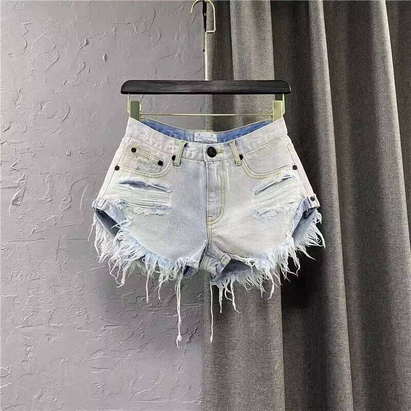 White Denim Shorts Jean Female New Summer Outfit Girl Broken Hole Casual Fashion Wide Leg A Word Hot Pants For Women XJ260305