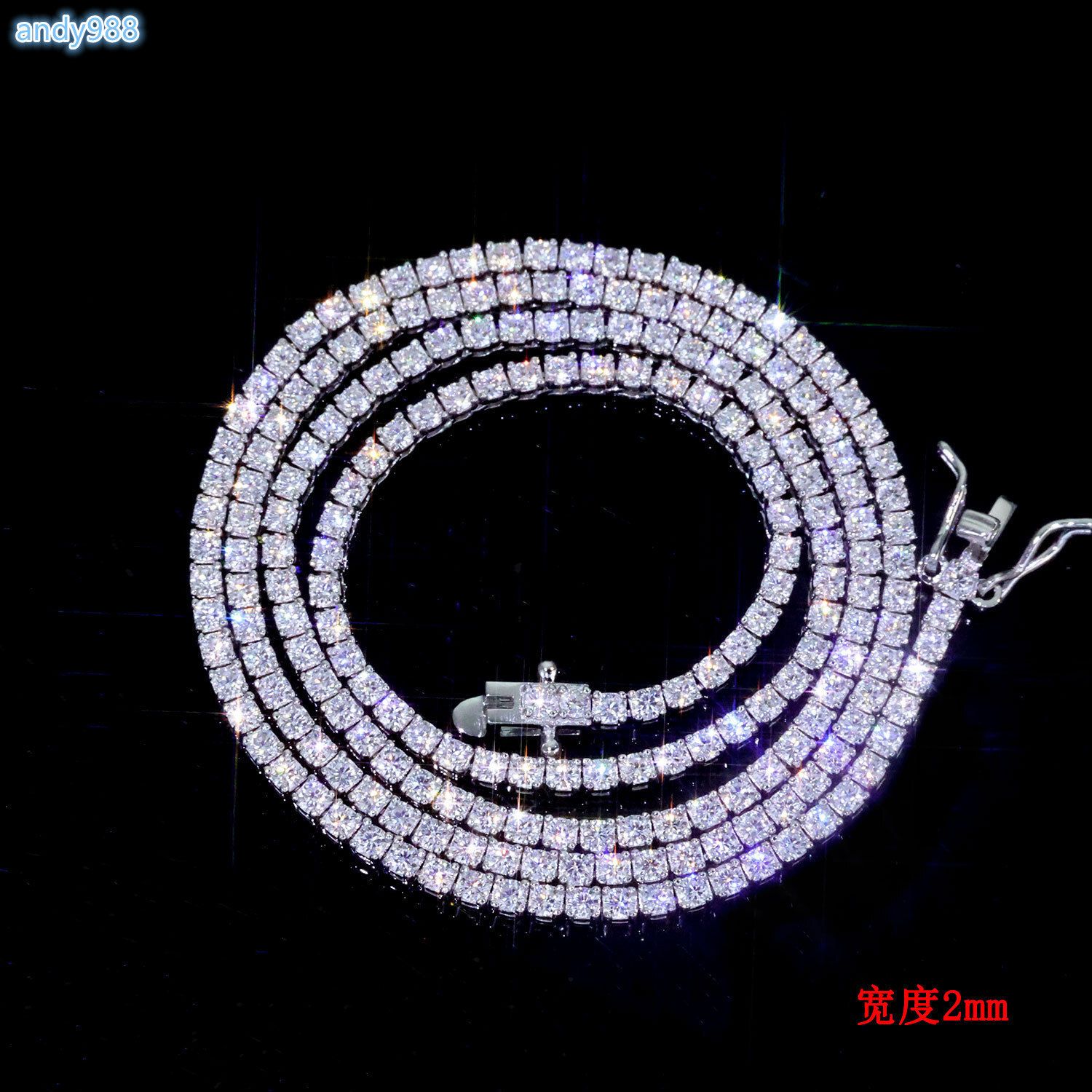 RTS Hip Hop Jewelry 925 Silver Tennis Chain Necklaces VVS Lab Diamond Tester for 20mm-65mm Iced Moissanite Charms