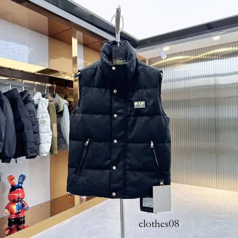 Men's thick standing collar winter new jacquard warm vest jacket
