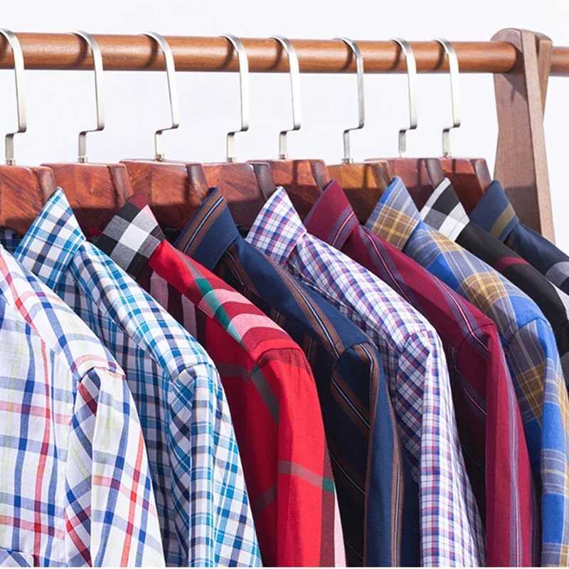 Mens Classic Plaid Long Sleeve Shirts Single Pocket Comfortable 100 Cotton Casual Shirt Slim Fit Button Down Workwear Shirts M260305