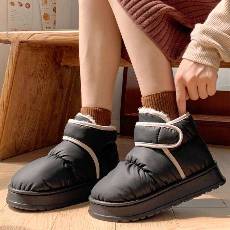 High-top Style Indoor Street Fluffy Slippers For Women Men Winter House Shoes Warm Plush Anti-slip Couples Leisure Snow Boots