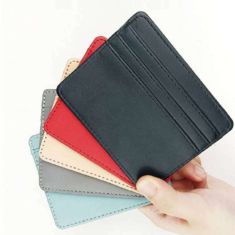 Candy Color PU Leather Card Holder - Multi-Slot Slim Wallet for Credit/ID Cards C260304