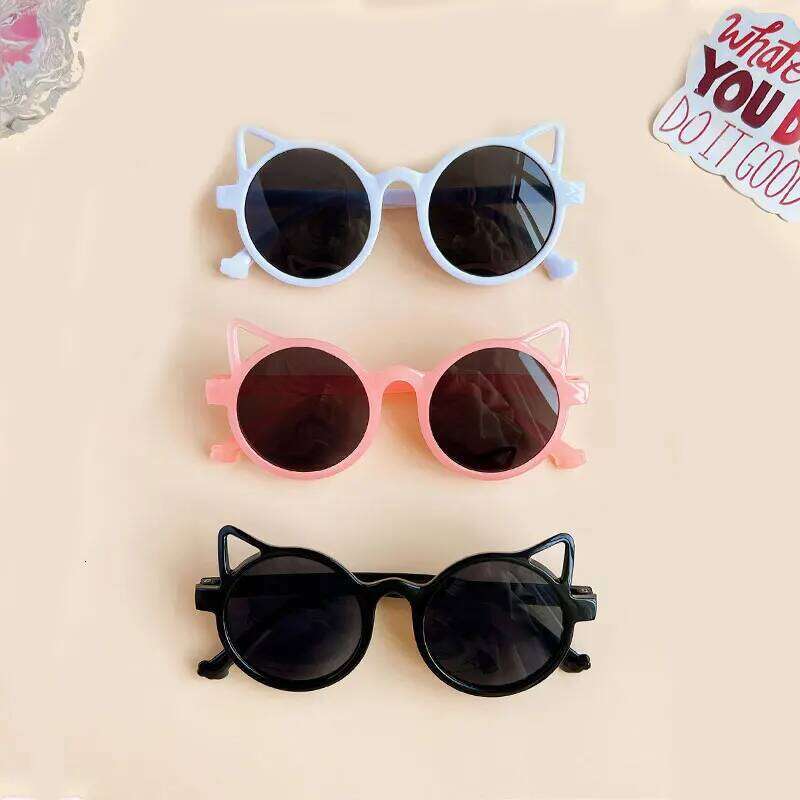 New Girls Cute Cat Ears Outdoor Sun Children Fashion Vintage Classic Sunglasses Protection Kids Z260305