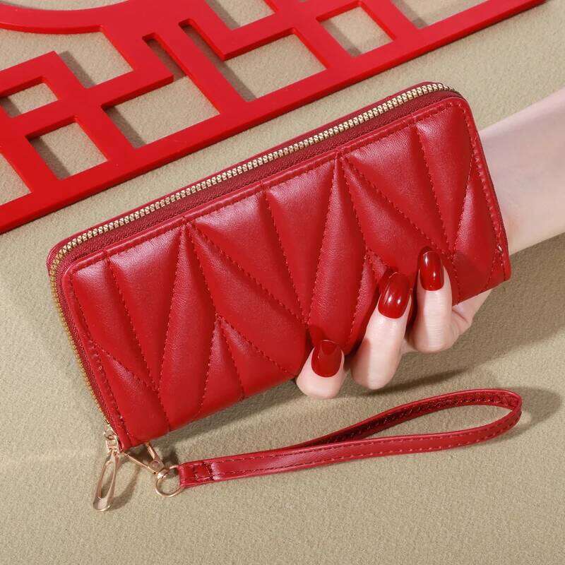 Fashion Quilted Long Wallet For Women, Zipper Around Clutch Coin Purse, Multi Card Slots Mobile Phone Bag C260304