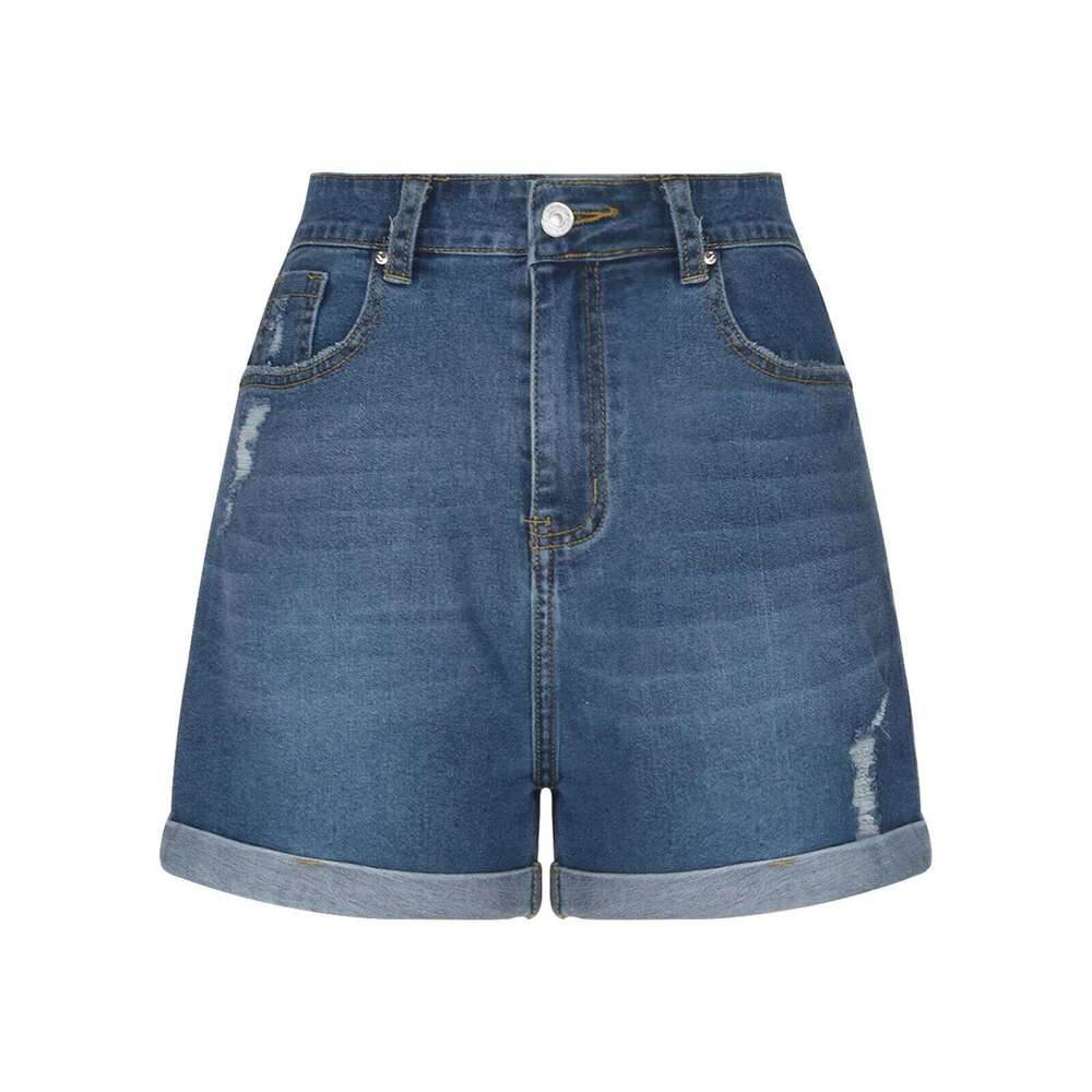 Shorts Women Streetwear Denims Straight Button Jeans Pockets Spliced Solid High Waist Lady Elegant Short Pants Skinny XJ260305
