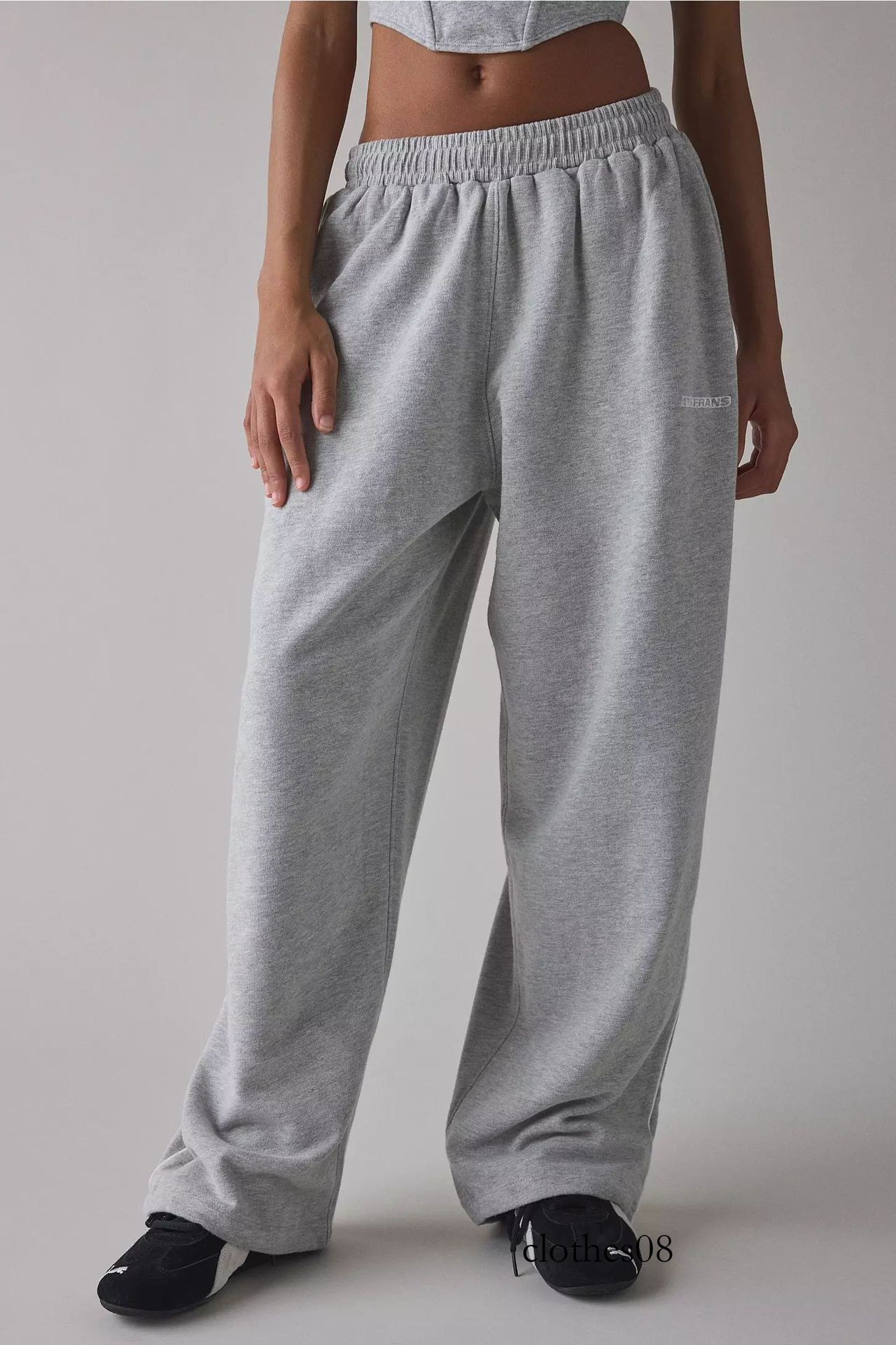 European and American Cross-Border Pink Embroidered Casual for Women Loose Comfortable Straight Elastic Waist Long Pants 2025 New Model