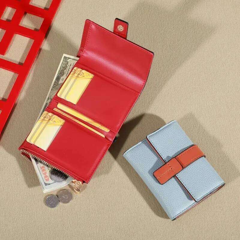 Women's Fashion Metal Accessories Short Zero Large Capacity Multiple Position Card Bag Wallet C260304