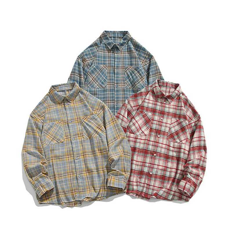 Cityboy Girls Student Loose Casual Oversize Long Sleeve Plaid Shirts Sunscreen Cardigan Men Women Shirts Campus Couple Clothing M260305