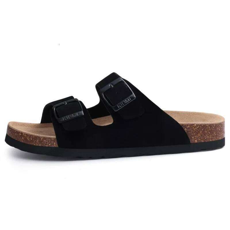 Kidmi Summer Men's Cork Footbed Slides New Sandals For Women With Adjustable Buckle Non-slip Unisex Slippers Casual Arch Support
