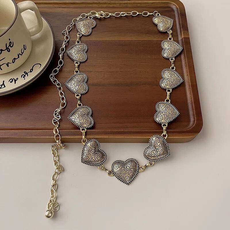 New Korean Y2K Ethnic Style Heart Tassel Waist Exaggerated Single Layer Belt Body Chain Women's Party Fashion Jewelry Gift S260304