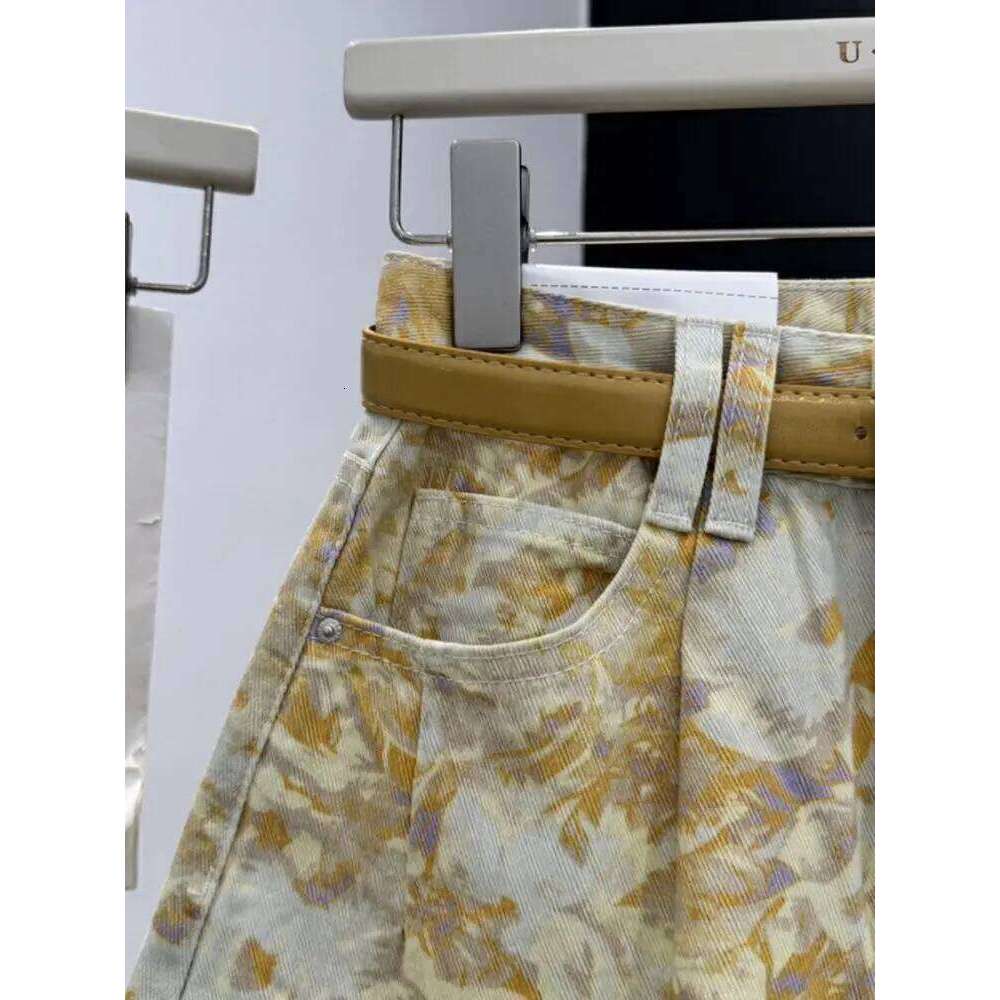 2025 Summer New Personalized Printing A-word Denim Loose Wide-footed Hot Pants Cargo Shorts Women XJ260305