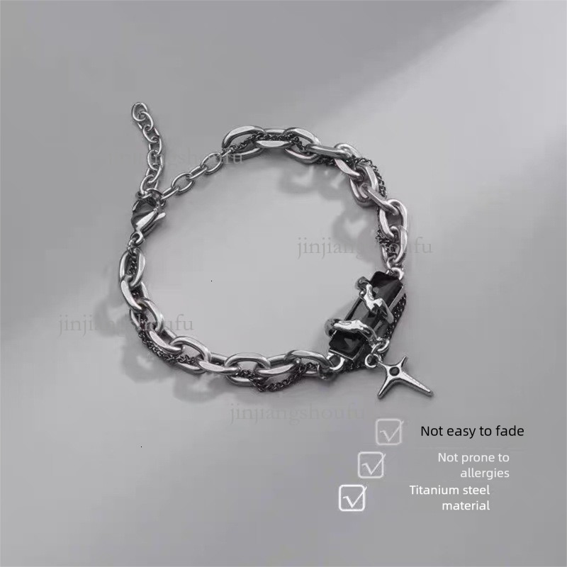 2026 Designer Luxury Bracelet Korean Fashion Men's Hip-hop Titanium Steel Cuban Chain Trend Simple Women's Couple Bracelet Trend Atmospheric