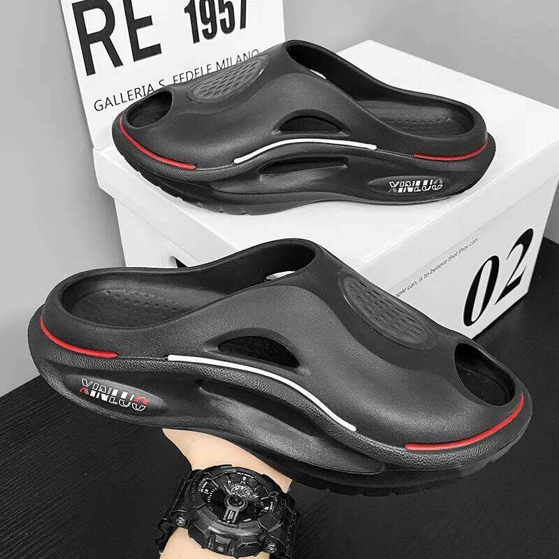 Kidmi Flat Summer Holes Garden Shoes Outdoor Beach Sandals EVA Thick Sole Home Fashion Mens Clogs Slippers