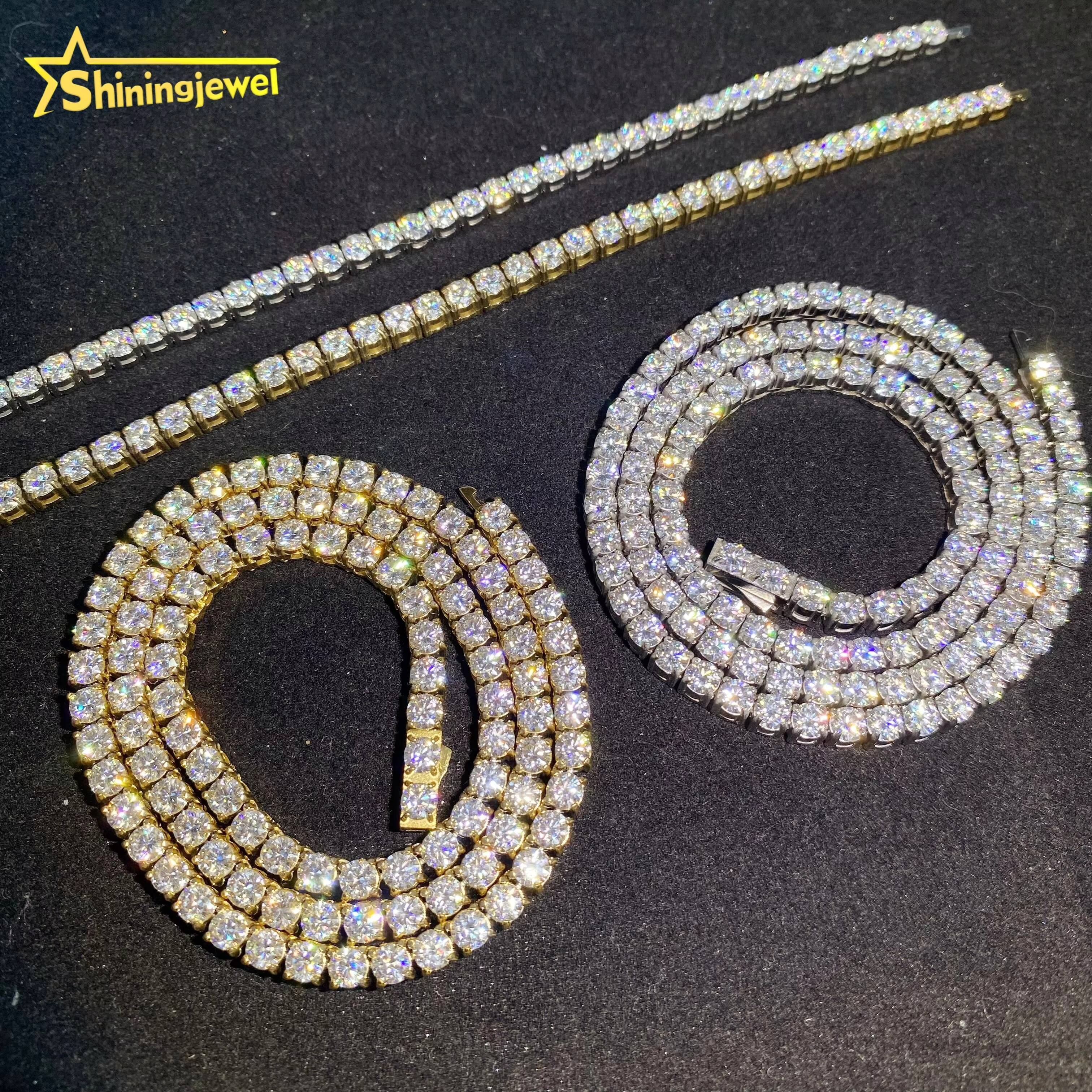 3mm 4mm Shining Diamond Bracelet Hip Hop Moissanite Jewelry Iced Out VVS Moissanite Necklace Tennis Chain