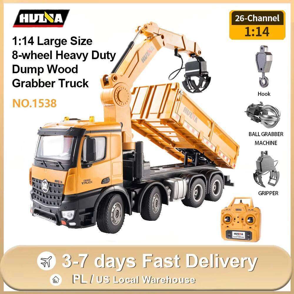 HUINA 1538 26-Channel 1:14 Alloy Semi-Alloy Remote Control Vehicle Grab Wood Dump Truck Construction Toy for kids Z260304